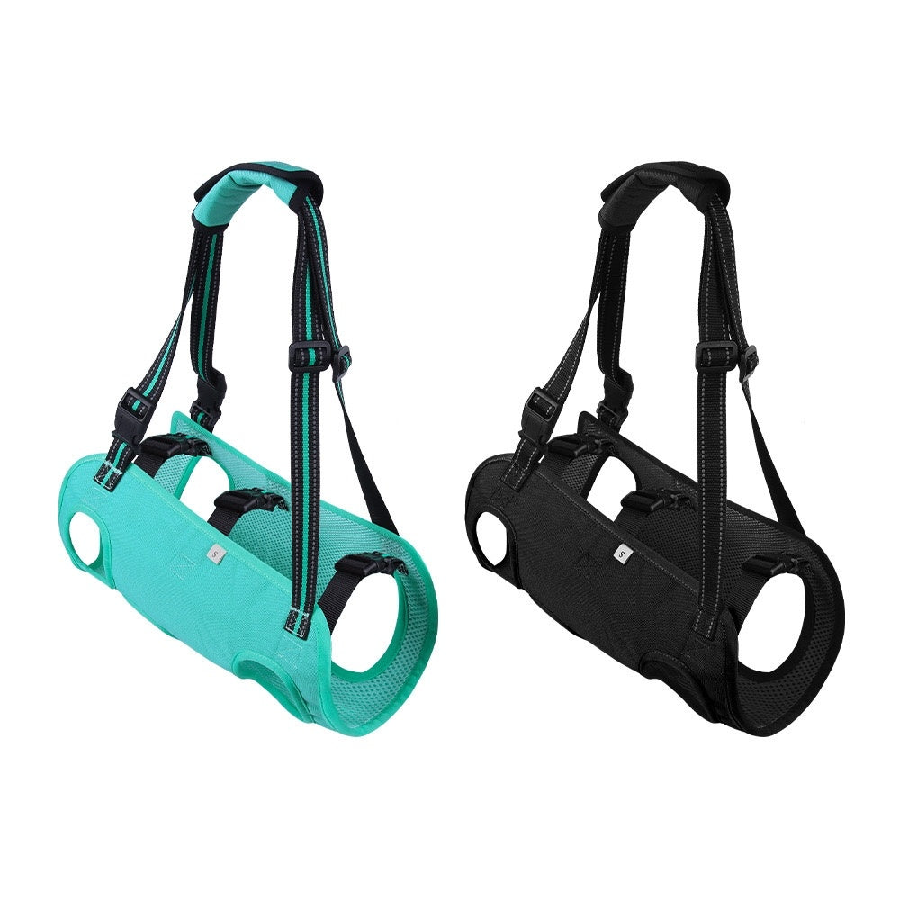 PawAble Dog Lift Harness & Backpack Carrier in Black and Turquoise colors