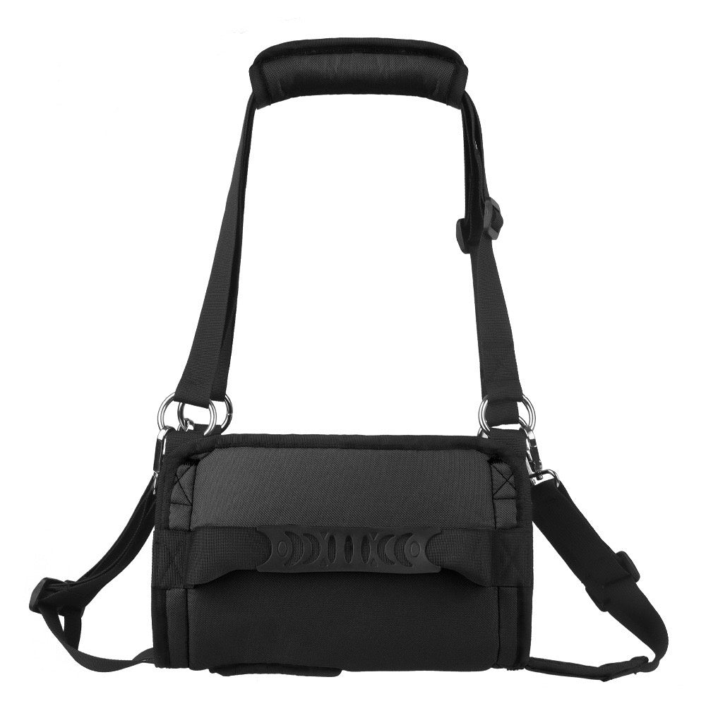 image displaying the overall looking of black dog lift hind legs support in white background