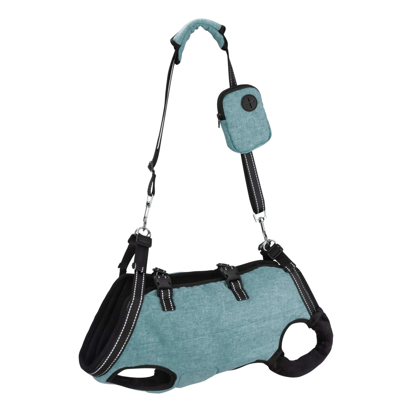 image displaying the turquoise-color Dog Lift Harness and Backpack Carrier
