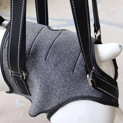 Gray protective Dog Full-Body Split Lifting Support Harness & Mobility Leash with black straps