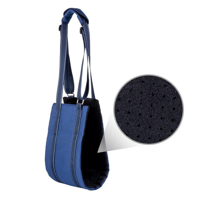 Dog Lift Harness Sling for hind legs in blue color and close-up the neoprene fabric