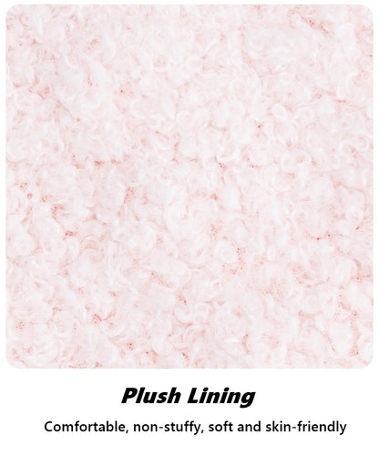 Close-up of plush lining fabric with text describing its properties.