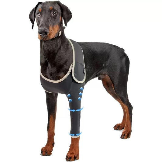 dog wearing Dog Recovery Sleeve for Front left Leg