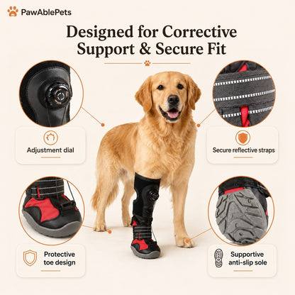 Drop Foot Brace for Dogs – Adjustable Corrective Dog Shoes with Non-Slip Sole