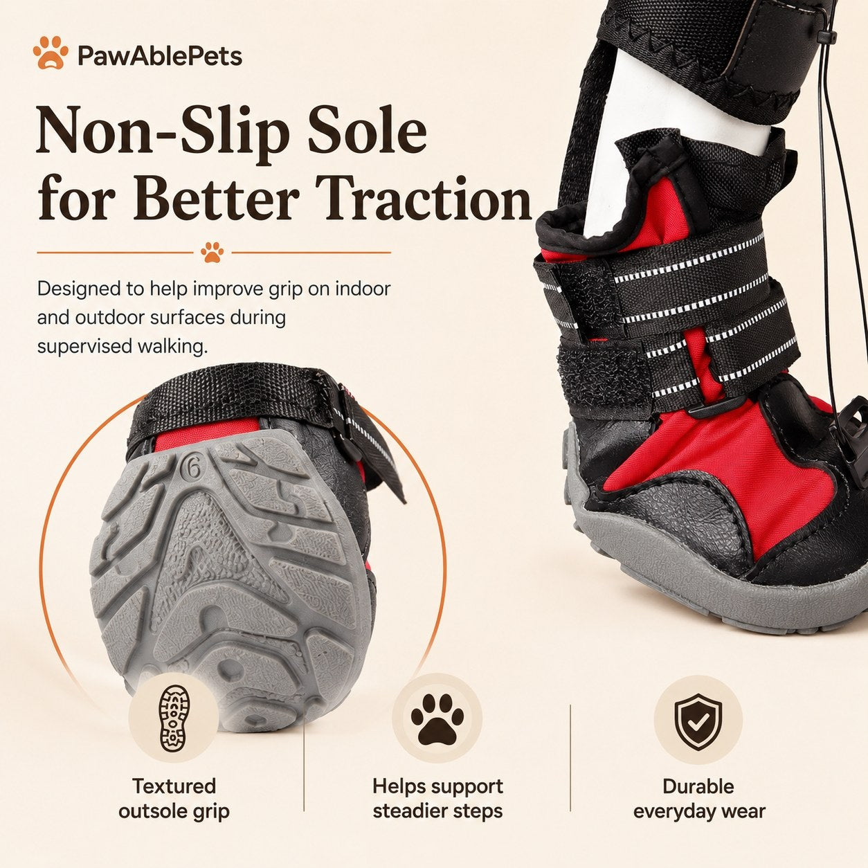 Drop Foot Brace for Dogs – Adjustable Corrective Dog Shoes with Non-Slip Sole