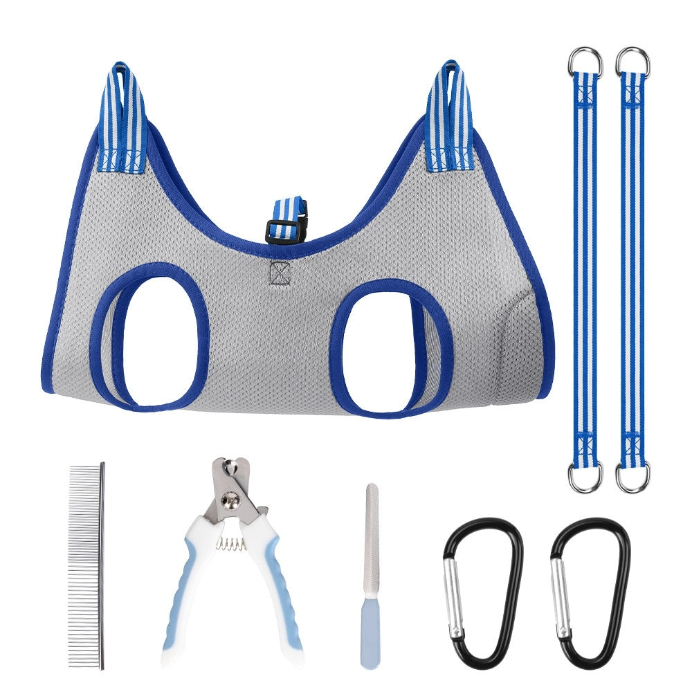 Pet Grooming Hammock Harness Kit with Nail Trimmer & Grooming Tools