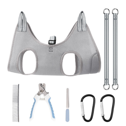 Pet Grooming Hammock Harness Kit with Nail Trimmer & Grooming Tools