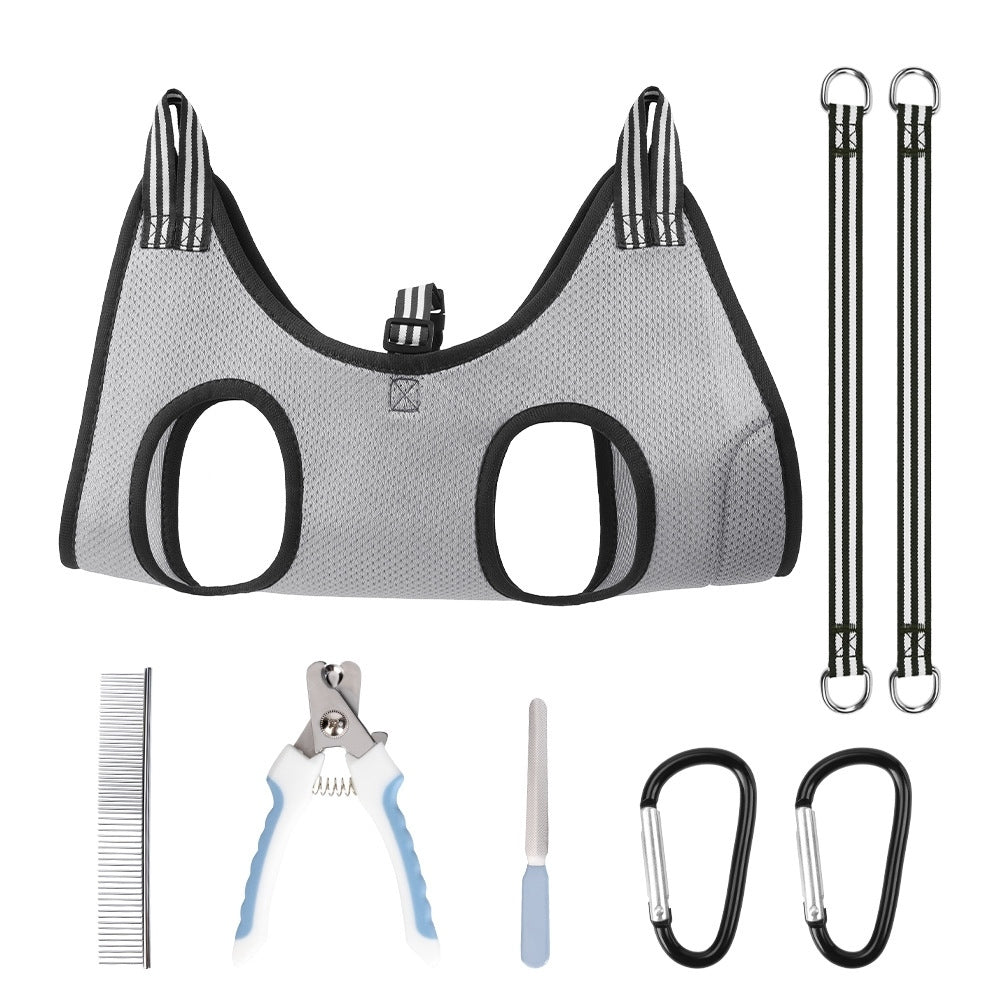 Pet Grooming Hammock Harness Kit with Nail Trimmer & Grooming Tools